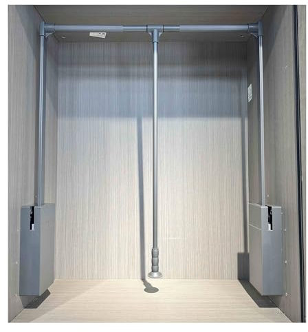 Ausziehbare Garderobenstange, Verstellbare Garderobenschiene, Lift-Garderobenstange, Aluminium-Teleskop-Garderobenbügel, Doppelter Dämpfungspuffer, Kleiderbügel, Lagersystem, Lager 30 Kg(Gray,660-890m