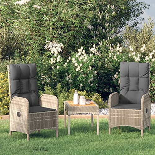 IKAYAA 2er Set Gartenstuhl Polyrattan 2 STK Verstellbar Gartenstuhl hochlehner Gartenmöbel Set mit 2 Stühlen loungesessel Outdoor relaxstuhl polyrattan Sessel Garten liegestuhl-2x Stuhl