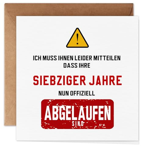 Giftota Lustige Geburtstagskarte 70 Mann Frau(inkl. Kraftpapier Umschlag), Humorvolle Grußkarte mit einzigartigen Designs, Schöne Geschenkkarte für Freunde, Kollegen, Familienmitglieder