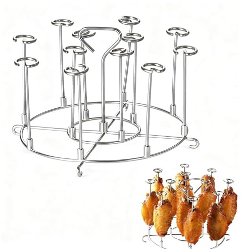 PHMING Rejilla para Freidora de Aire, Vertical Rejilla para Brochetas | Acero Inoxidable 304 Accesorios Airfryer, Desmontable Estantes para Freidora-Aire, para Asar Muslos y Pollo