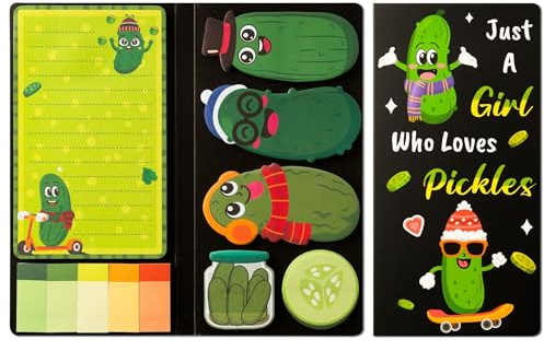 GROBRO7 Lustiges Pickle Weihnachten Haftnotizen Set - 550Blatt Cartoon Gurke Selbstklebende Notizblöcke, Weihnachtsgurke form Schreibblöcke für Weihnachten Winter Urlaub Geschenk, Kinder Lehrer Mitarb