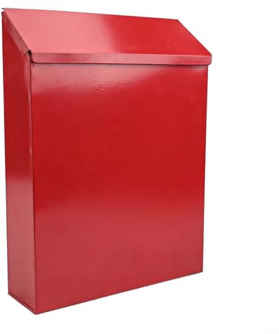 Cassetta postale classica da parete con serratura e 2 chiavi, rustica, in ferro, 29 x 22 x 6 cm, per esterni, decorativa, per casa, ufficio, giardino (rosso)