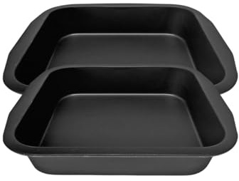 Zenker Lot de 2 moules à brownies carrés antiadhésifs 27 cm | Cuisson régulière, Lot de 2 pour varier les recettes, Acier noir 27 x 26 x 5 cm, Bords hauts pour brownies et gratins