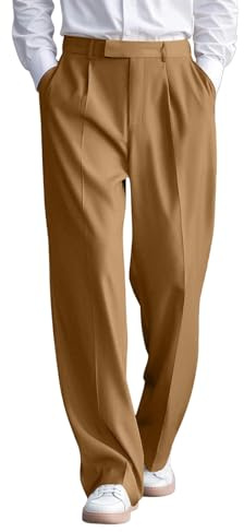 Vhersily Pantalon de Robe avec Pinces à Taille Extensible Classique Homme Japonais Japonais avec Poignets Antalone Léger Travail Chino Classique Tendance Pantalon avec Poches Latérales Pants