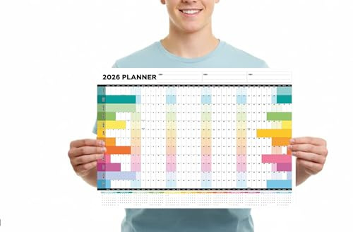2026 Wall Planner A3 Wall Calendar 2026 Yearly Academic Poster 2026 Home Desk Office Jan to Dec Academic Wall Planner Full Year To view 29.7 cm x 42 cm White Multi