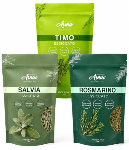 Armu - Tris di Erbe Aromatiche Italiane - Salvia, Timo, Rosmarino