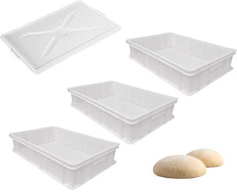 OPIROS Set 3 Contenitori Portaimpasto 1 Coperchio mod. Bakery cm.60x40x10 Cassette Lievitazione Per Alimenti Impilabili Made In Italy