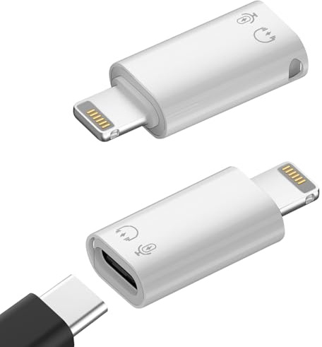 2 Pack USB C to Lightning Adapter, Audio OTG Charging Converter, Silver | Supports headphones and OTG function, for iPhone 14 13 12 11 iPad, fast charging and data transfer, versatile accessories