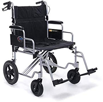 Everest & Jennings Bariatric Transport Wheelchair – Extra-Wide Folding Transit Chair with 24” Seat for Adults & Seniors