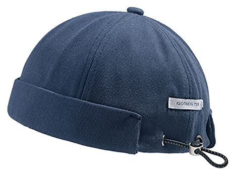 Docker Leon - Gorro sin bordes, estilo urbano, con borde redondeado, estilo retro para trabajador marino, gorra única para calle casual y de algodón sin escobillas. CT15-Blue Talla única
