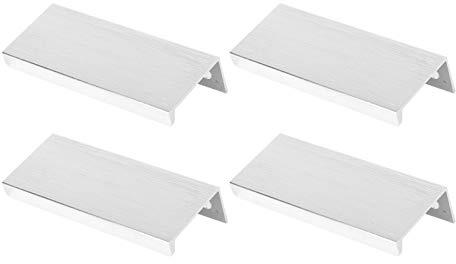 4 Versteckte Schrankgriffe Silberne, Griffe Möbel Möbelgriffe, Verdeckte Griffe für Küche Zuhause Tür Schublade Schrank Modern Versteckte Schubladen (64 mm Lochabstand/80 mm Gesamtlänge)