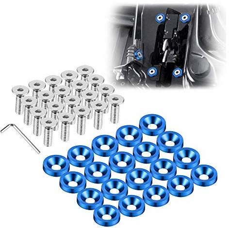 Enmoo 20 pezzi in alluminio billet parafango paraurti rondella bullone vano motore Dress Up kit di fissaggio targa decor bulloni bullone M6 accessori vite (Blu)