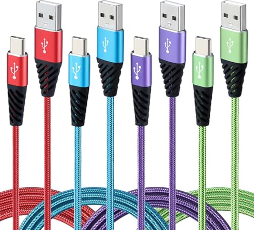 Bynccea Type C Charger Cable 10FT 4-Pack Fast Charging Cord USB A to USB C Cell Phone Charger Nylon Braided Compatible with Samsung Galaxy S10 S9 S8 Note 10 9 Pixel LG V30