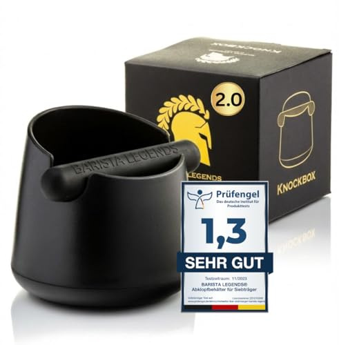Barista Legends® Abklopfbehälter für Siebträger [Schwarz] - Knock Box Espresso mit geräuscharmer Abschlagstange - Kaffeesatz Abschlagbehälter für Siebträger - Geeignet als Barista Zubehör