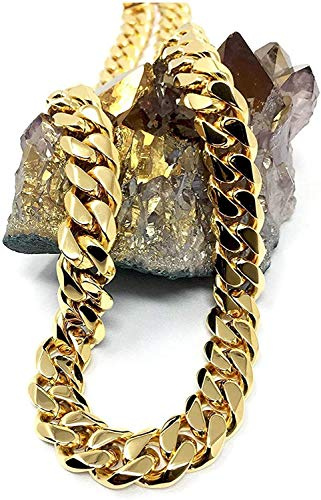 Gold Cuban Link Chain Necklace for Men/Women Real 12MM 14K Diamond Cut Heavy w Solid Thick Clasp Hip Hop