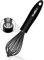 Walfos Batidor de 21,5 cm de silicona negro, acero inoxidable, alambre de silicona, batidor de globos, batidor de cocina para mezclar, batir, batir, espumar y remover