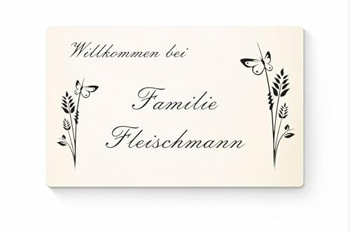 Klingelschild Türschild Blumen Namensschild Individuell Gravur Selbstklebend