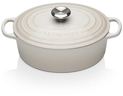 Le Creuset Cocotte en Fonte Émaillée Signature avec Couvercle, 27 cm, Ovale, 4,1 L, 4,425 kg, Meringue, 21178277164430