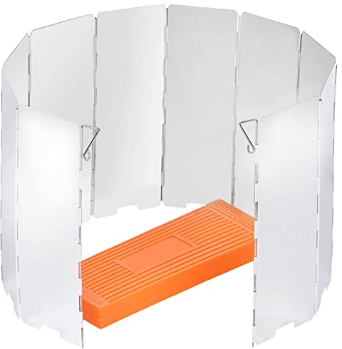 Sagafly Faltbarer Windschutz für Gaskocher 10/12-Lamellen Aluminium Gaskocher Windschutz Outdoor Campingkocher Windschutzscheibe Windblockade für Camping Picknick BBQ