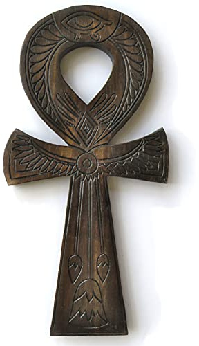 Purity Style Ankh Holzschnitzerei Schlüssel des Lebens Wanddekoration für Arbeitszimmer, Schlafzimmer oder Wohnheim