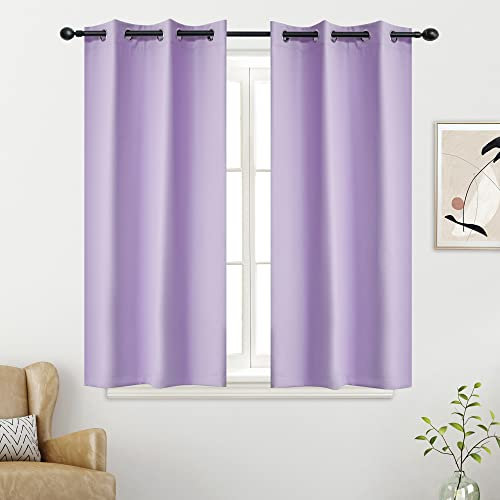 YGO Paneles de Cortinas Opacas Color Lila para Dormitorio, 137 cm de Largo, Juego de 2 Paneles con Aislamiento térmico sólido para oscurecer la habitación, con Ojales, 86 cm de Ancho x 137 cm de