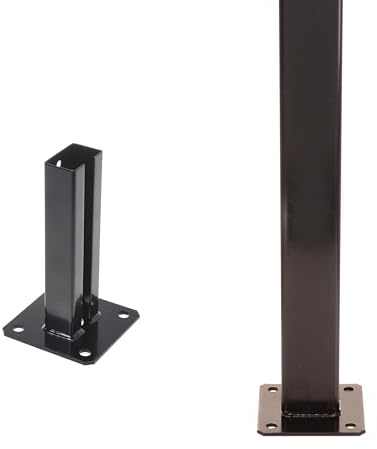 Aqbau Pfostenträger 60x40 mm Schwarz RAL 9005 – Aufschraubhülse zum Aufschrauben für Doppelstabmattenzaun Pfosten – Pfostenhalter verzinkt & pulverbeschichtet für Zaunpfosten