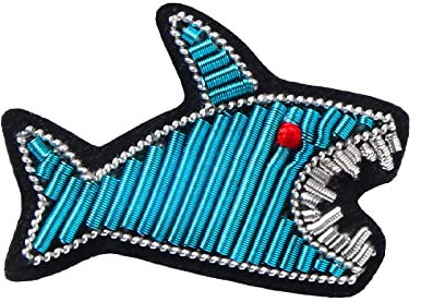 Broche Epingle Broches Pins Épinglette Pince À Châle Mini Insigne De Broche De Requin Créatif Brodé À La Main en Soie Indienne La Conception De Broche Exquise Est Une Niche,Bébé Requin Bleu