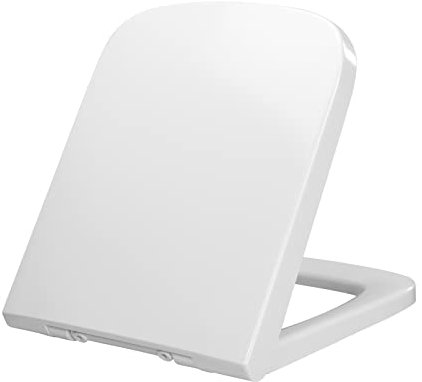 Fanmitrk Square Toilet Seat-Soft Close White Toilet Seat,UF Duroplast Quick Release with One Botton,Top Fixing,Easy to Clean (UF09-06)