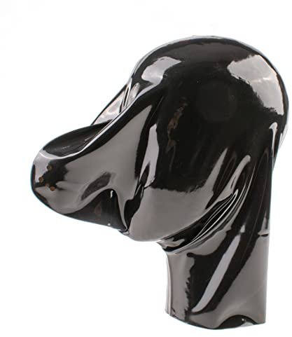 Rubberfashion Latex Maske Herren - Atem Latexmaske Haube mit Öffnungen für Männer schwarz 0.4mm M