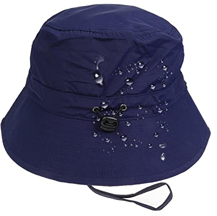 JK Home Vattentät fiskarhatt för män, kvinnor, 55–63 cm, för hundpromenader, golf, safari, regnhattar, sommar, strand, fiskekeps UPF 50+ solhatt, justerbar, packbar, vindtät, Vattentät justerbar marinblå, XXL