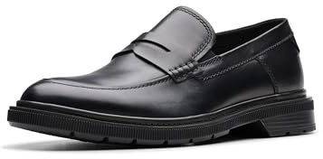 Clarks Burchill Penny Mens Black Leather, 9