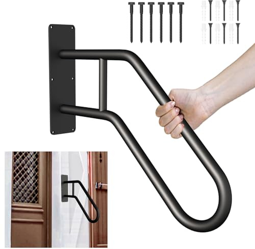 Handrails for Outdoor Steps, 28.7” Safety Grab Bars for Stairs, Sturdy Wall Mount Handrail, Stainless Steel U-Shaped Handrail, Railings for 1-3 Steps, Stair Handrails for Garage, Porch, Garden