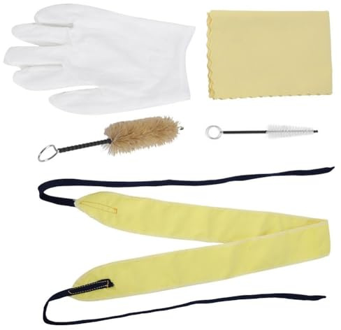 Trumpet Cleaning Brushes Set, Flexible Instrument Maintenance Kits Mouthpiece Brush Valve Brush Cleaning Cloth Strip Cloth and 1Pair Gloves for Trumpet Care