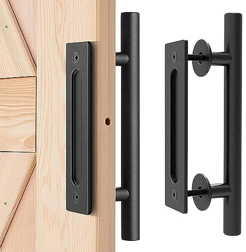 Scheunentorgriff, Schiebetür zieht-Griff, Schwarz Türgriff, Schiebetür Handgriff, Küchengriffe, Schiebe Türgriff, Hochleistungs Scheunentürgriff, für Eine Holztür, Schranktür (24cm, Orbicular)