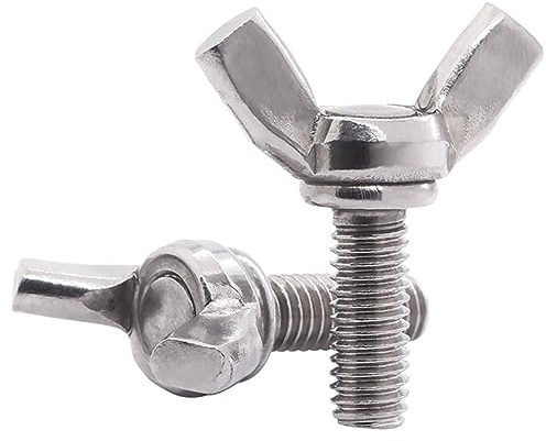 Konrunppy Lot de 10 vis papillons, en acier inoxydable 304, M4/M5/M6/M8/M10, galvanisées, outil de boulon (M6 x 10 mm)