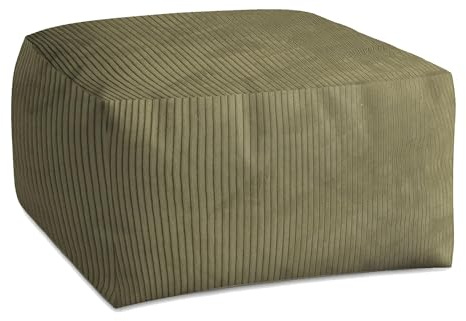 DreamRoots Pouf Hocker Fußhocker Cord, Cube 70x70x40cm, Dark Olive | Couch Hocker, Sitzsack, Wohnzimmer, für Sessel & Sofa, Sitz Poof, Sessel Pouf, leicht