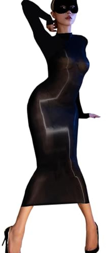 RUIBAVYA Bodystocking Donna Vestiti Sexy Lucidi Collant Catsuit Bodysuit Sexy Full Body Catsuit