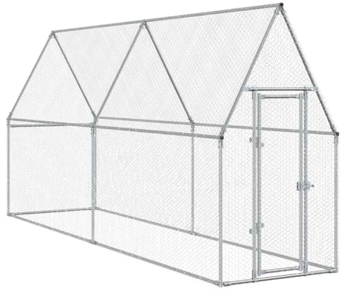 Cage pour poules argenté 400x100x190 cm acier galvanisé