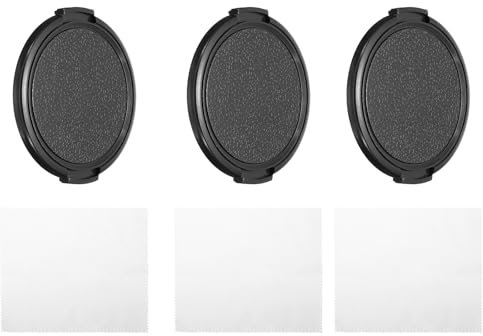 PATIKIL Tapa de Objetivo de 62 mm, Paquete de 3 Tapas de Objetivo de Cámara de Pellizco Lateral con Paño de Limpieza, Adecuadas para Objetivos DSLR Universales de Rosca de 62 mm, Negro
