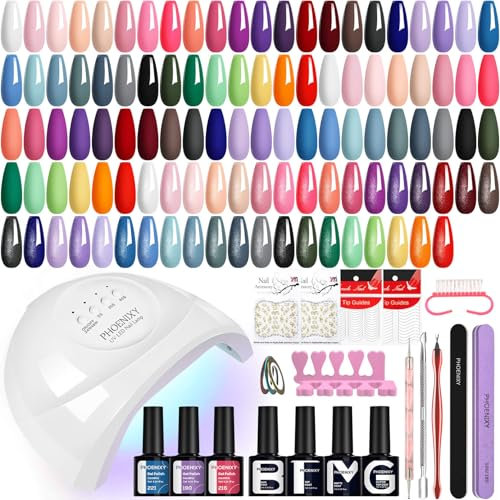 Phoenixy Gel Nail Kit, 36 Colours Gel Nail Polish Set with Lamp Starter Kit, 40Pcs Full Set for Beginners Manicure Gift for Women