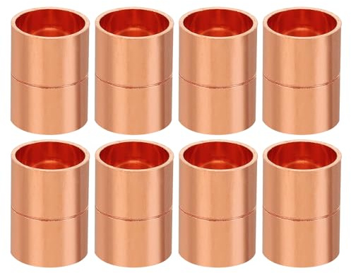 PATIKIL 15mm ID Kupplungsarmaturen aus Kupfer, 8 Stück Gerollte Rohrstopfen Gerade Rohrarmatur Schweißverbindung für HVAC Klimaanlage Sanitär Kälteanlage