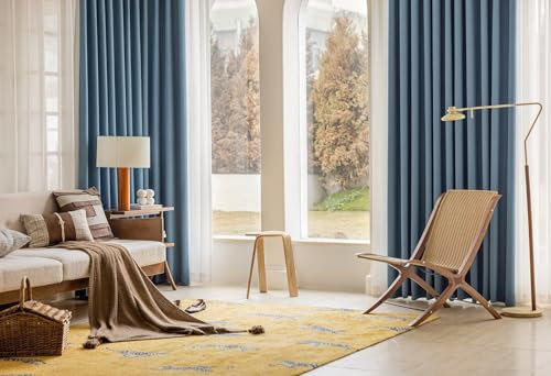 Daesar Vorhänge Blickdicht 2er Set 137x183CM, Gardinen mit Schlaufen Blau Modern Einfach Vorhang Verdunkelung Ösenvorhänge Schlafzimmer Wohnzimmer
