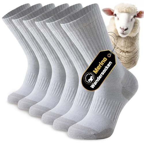 Niorasen Chaussettes Hiver Chaude Homme Femme, Chaussettes de Randonnée en Laine Mérinos, Anti-Ampoules, Chaussettes Sports pour Trekking, Cyclisme, Trail Running, Ski, 3 Paires