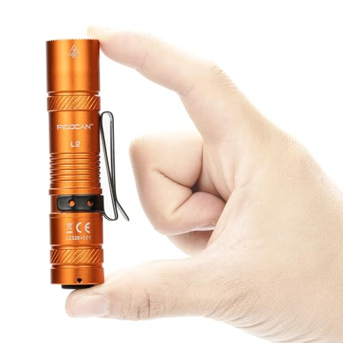 PIOOCAN Torcia a batteria piccola 1200 lumen per EDC, torcia LED ricaricabile con 4 modalità, mini torcia molto luminosa, torch light per campeggio, pesca, escursionismo, riparazione e emergenza
