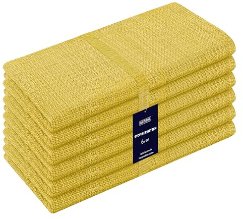 Cottoniva 6er-Set Stoffservietten - Für Familienessen, Feste, Partys & den täglichen Gebrauch - Weich Gemütlich Maschinenwaschbar 100% Baumwolle Servietten 50x50 cm Gelb