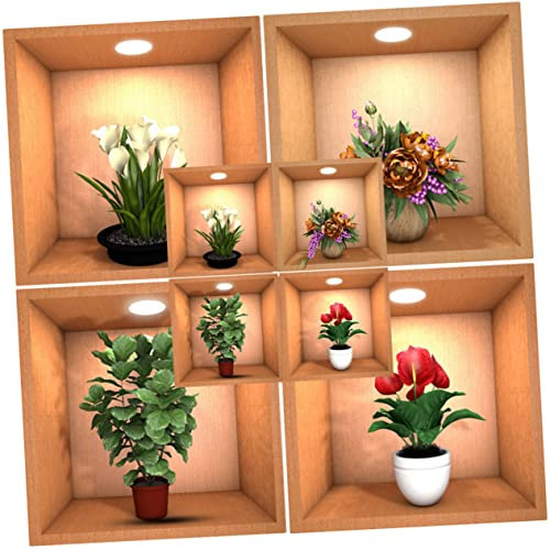 DOITOOL 2pièces Stickers Muraux Autocollants Plantes Pot Bonsai Autoadhésifs Pour Salon Chambre Décoration Murale Pvc