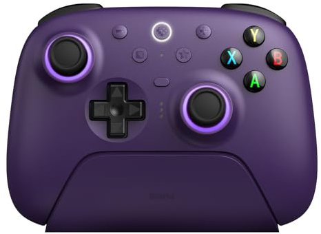 8Bitdo Ultimate 2 Wireless Controller for Windows & Android, Gaming Controller with TMR Joysticks, Switchable Hall Effect/Tactile Triggers, Motion Control, RGB Fire Ring, 8Speed Wireless Tech, Purple