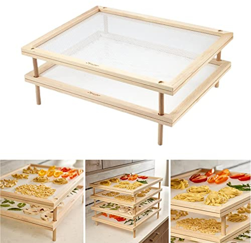 Estante deshidratador de alimentos apilable de madera para frutas, verduras, carne y golosinas para mascotas