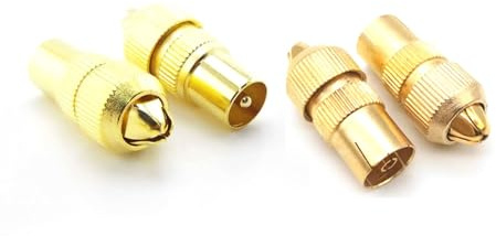 2 pz Placcato Oro RF TV Tipo Spina Maschio Femmina 9.5 Antenna Adattatore del Connettore Presa RF Maschio Cavo Coassiale Spina Freeview Coassiale(1 pair)