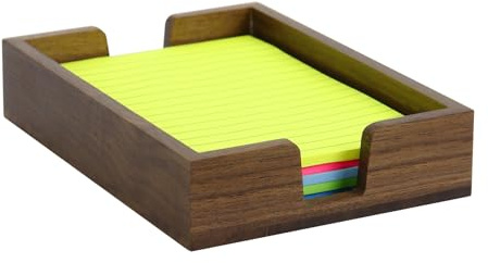 Soportes para bloc de notas de nogal, organizador de notas de escritorio de madera con aberturas bilaterales, soporte portátil para notas adhesivas para oficina, hogar, diseño vintage, contenedor de